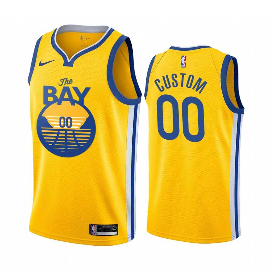 Men & Youth Customized Golden State Warriors 2019-20 Yellow The Bay City Edition Nike Jersey